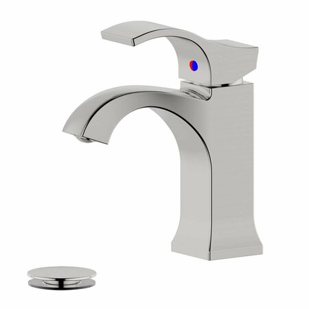 COMFORTCORRECT Kediri Single Handle Bathroom Faucet with Drain, Brushed Nickel CO2797377